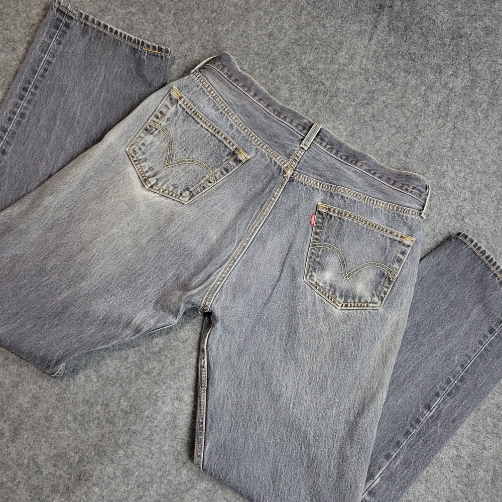 Levis 501 Jeans Mens 38x36‎ Gray Red Tab Straight Leg Grunge Button Fly Y2K